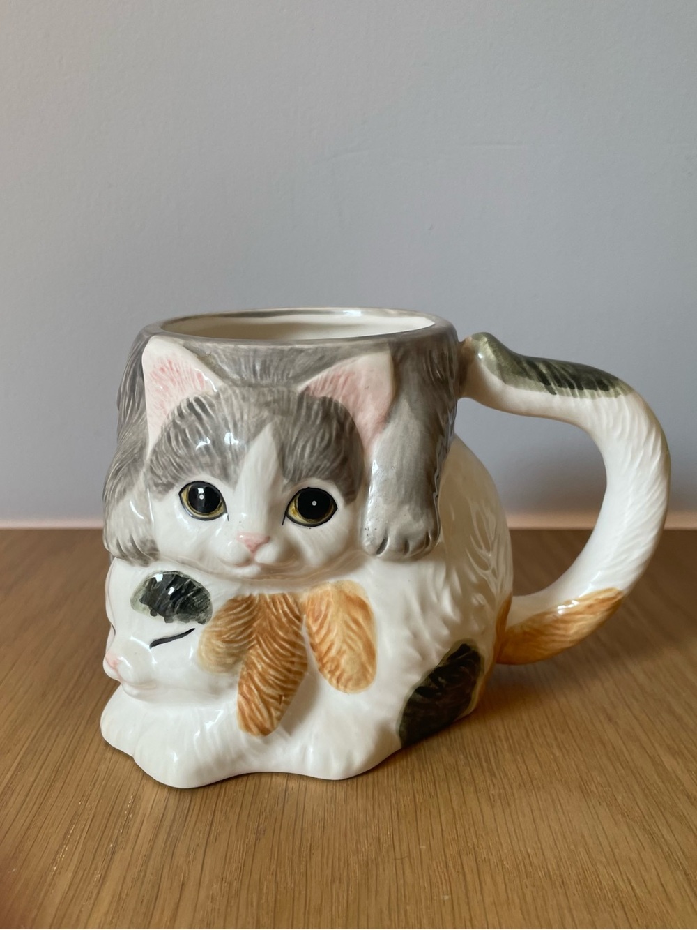 Vintage Hearth & Home Calico Cat Creamer Sugar Bowl Coffee Mug Set 1980s Mexico - Picture 11 of 16